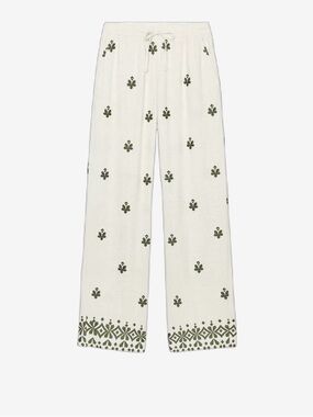 Embroidered drawstring pant with Olive Motif
